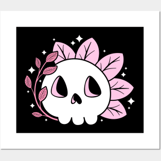 Leafy Skull (Pink) Posters and Art